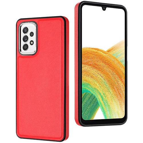 Soft Luxury Leather Snap On Case Cover YB2 for Samsung Galaxy A33 5G Red