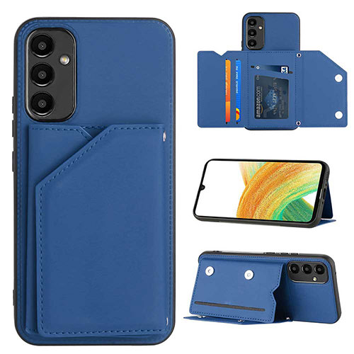 Soft Luxury Leather Snap On Case Cover YB2 for Samsung Galaxy A34 5G Blue