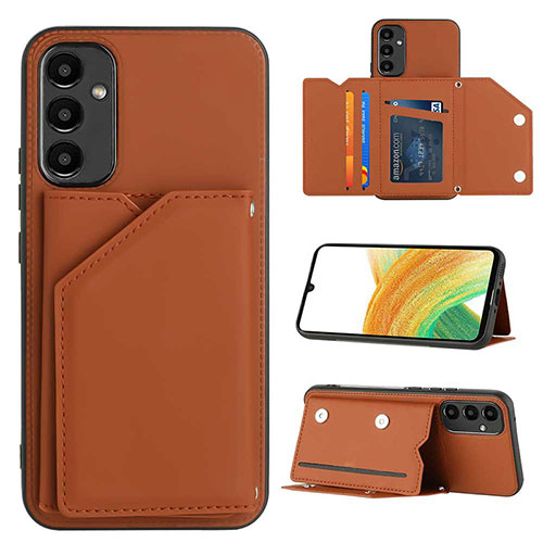 Soft Luxury Leather Snap On Case Cover YB2 for Samsung Galaxy A34 5G Brown