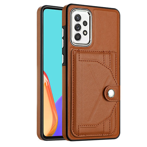 Soft Luxury Leather Snap On Case Cover YB2 for Samsung Galaxy A52 4G Brown