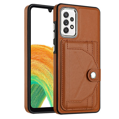 Soft Luxury Leather Snap On Case Cover YB2 for Samsung Galaxy A73 5G Brown