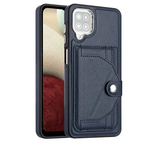 Soft Luxury Leather Snap On Case Cover YB2 for Samsung Galaxy M12 Blue