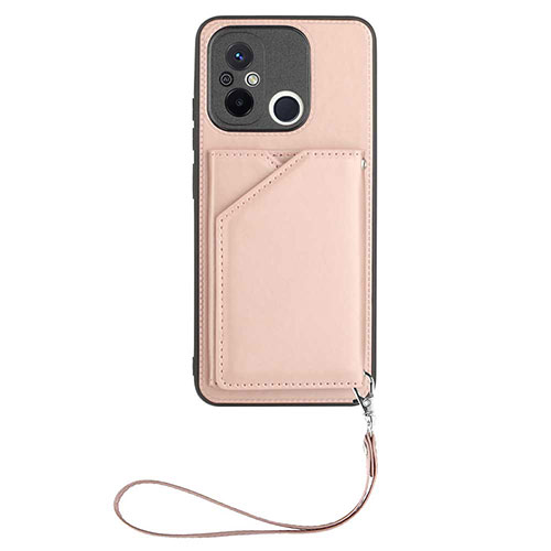 Soft Luxury Leather Snap On Case Cover YB2 for Xiaomi Redmi 12C 4G Rose Gold