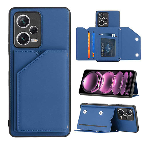 Soft Luxury Leather Snap On Case Cover YB2 for Xiaomi Redmi Note 12 Pro 5G Blue