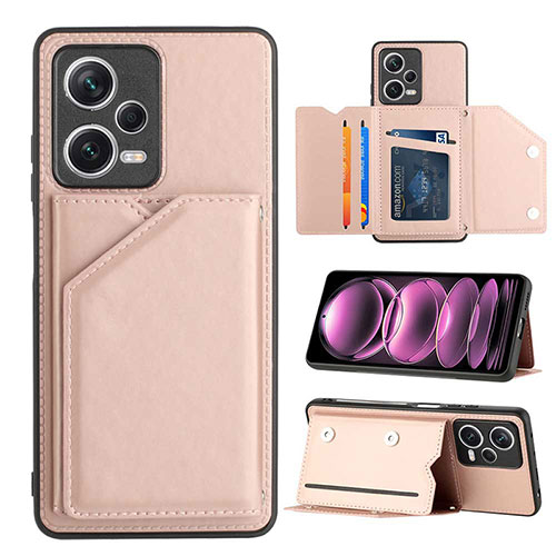 Soft Luxury Leather Snap On Case Cover YB2 for Xiaomi Redmi Note 12 Pro 5G Rose Gold