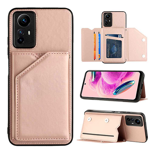 Soft Luxury Leather Snap On Case Cover YB2 for Xiaomi Redmi Note 12S Rose Gold