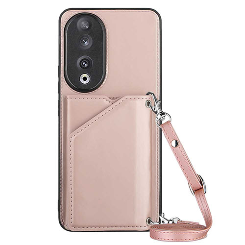 Soft Luxury Leather Snap On Case Cover YB3 for Huawei Honor 90 5G Rose Gold