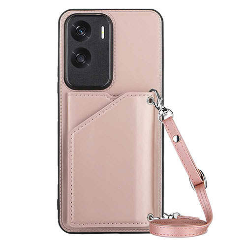 Soft Luxury Leather Snap On Case Cover YB3 for Huawei Honor 90 Lite 5G Rose Gold