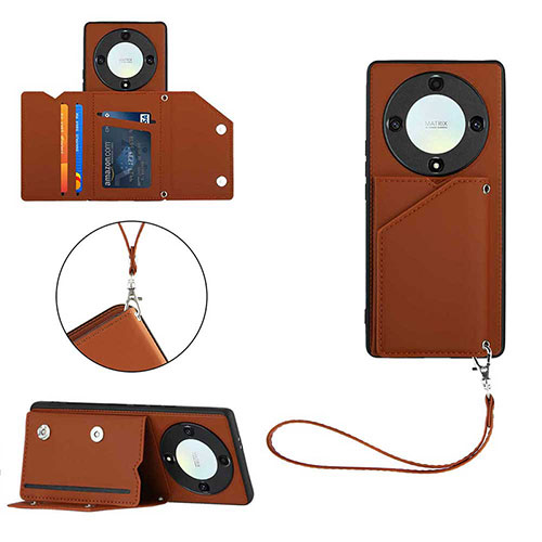 Soft Luxury Leather Snap On Case Cover YB3 for Huawei Honor Magic5 Lite 5G Brown