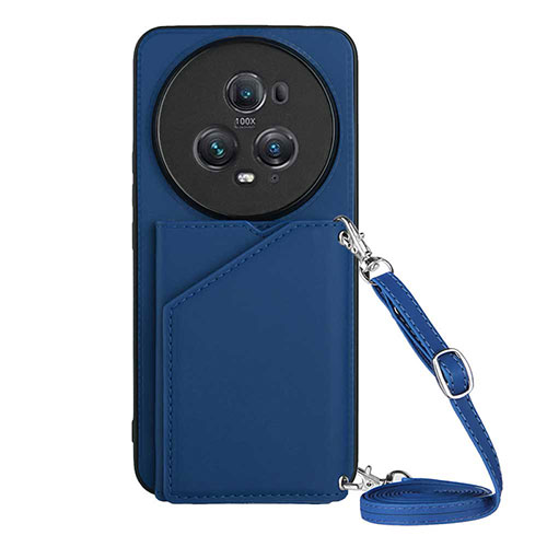 Soft Luxury Leather Snap On Case Cover YB3 for Huawei Honor Magic5 Pro 5G Blue