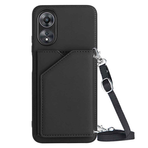 Soft Luxury Leather Snap On Case Cover YB3 for Oppo A17 Black