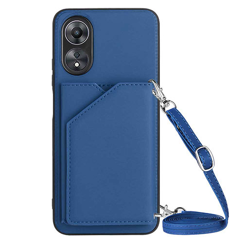 Soft Luxury Leather Snap On Case Cover YB3 for Oppo A17 Blue