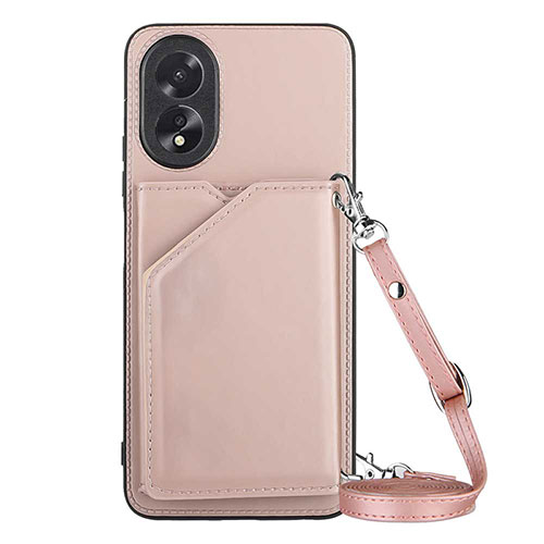 Soft Luxury Leather Snap On Case Cover YB3 for Oppo A38 Rose Gold