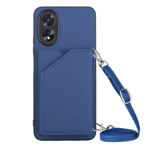 Soft Luxury Leather Snap On Case Cover YB3 for Oppo A58 4G Blue