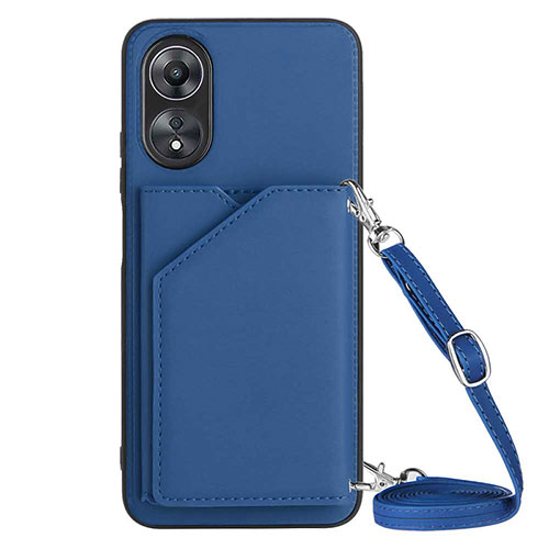 Soft Luxury Leather Snap On Case Cover YB3 for Oppo A78 5G Blue