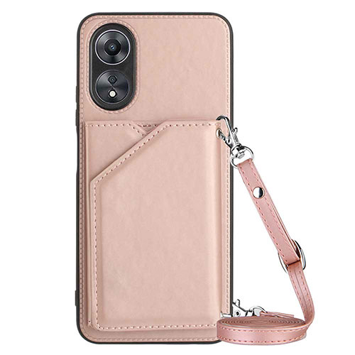 Soft Luxury Leather Snap On Case Cover YB3 for Oppo A78 5G Rose Gold