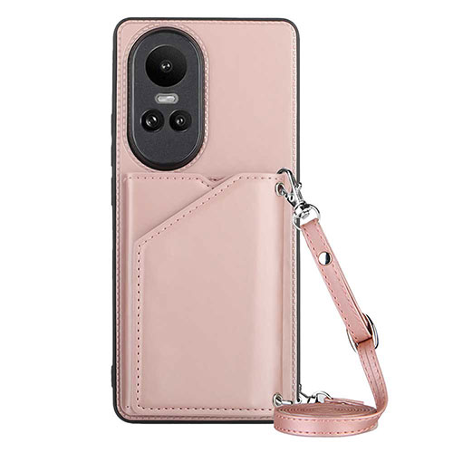 Soft Luxury Leather Snap On Case Cover YB3 for Oppo Reno10 5G Rose Gold