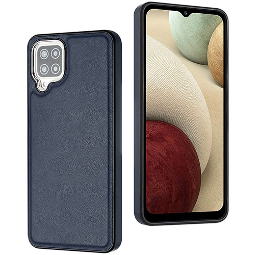 Soft Luxury Leather Snap On Case Cover YB3 for Samsung Galaxy A12 Blue