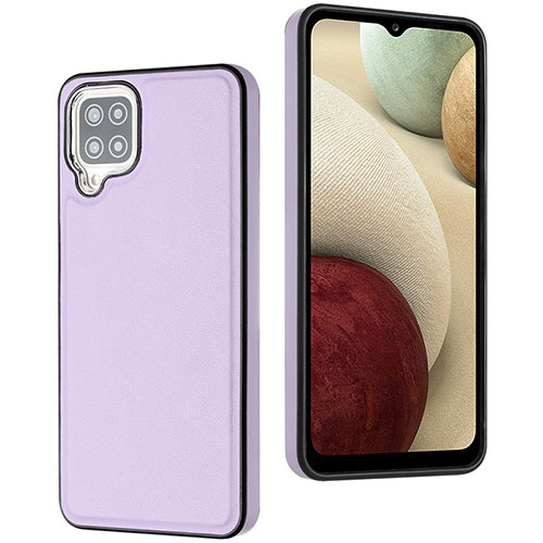 Soft Luxury Leather Snap On Case Cover YB3 for Samsung Galaxy A12 Nacho Purple