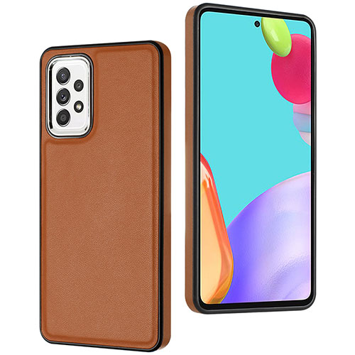 Soft Luxury Leather Snap On Case Cover YB3 for Samsung Galaxy A52s 5G Brown