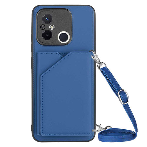 Soft Luxury Leather Snap On Case Cover YB3 for Xiaomi Poco C55 Blue