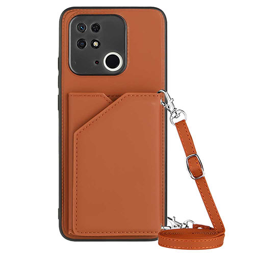 Soft Luxury Leather Snap On Case Cover YB3 for Xiaomi Redmi 10 India Brown