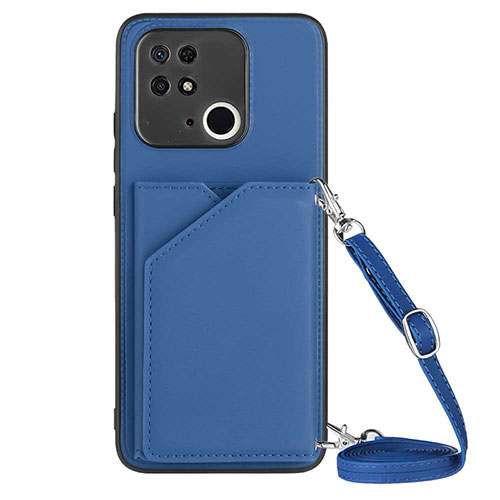 Soft Luxury Leather Snap On Case Cover YB3 for Xiaomi Redmi 10 Power Blue