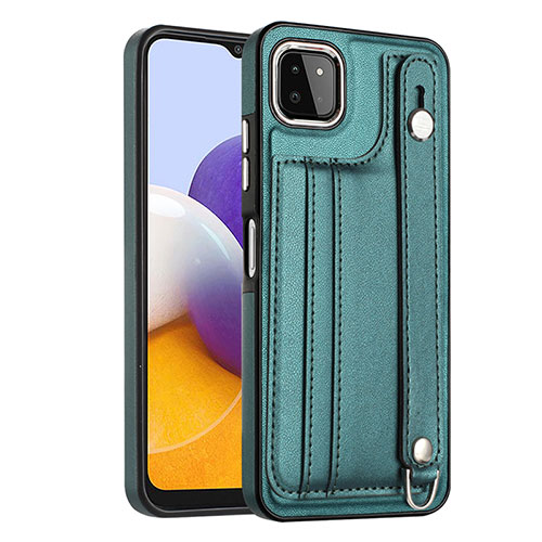 Soft Luxury Leather Snap On Case Cover YB4 for Samsung Galaxy A22 5G Green