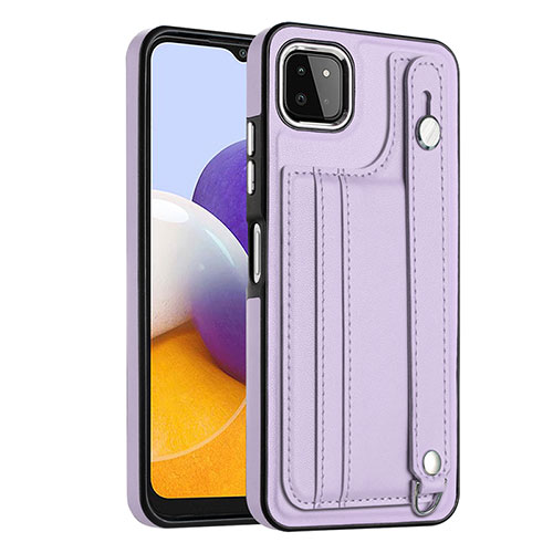 Soft Luxury Leather Snap On Case Cover YB4 for Samsung Galaxy A22 5G Purple