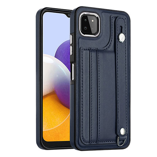 Soft Luxury Leather Snap On Case Cover YB4 for Samsung Galaxy A22s 5G Blue