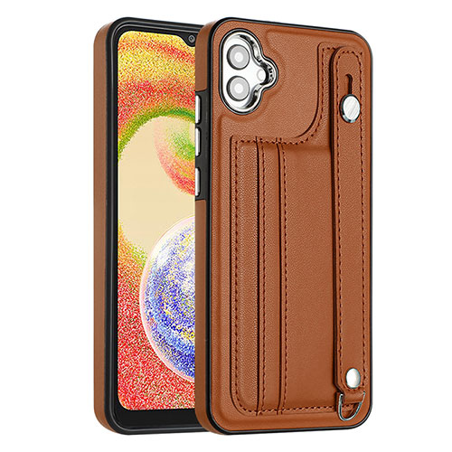 Soft Luxury Leather Snap On Case Cover YB4 for Samsung Galaxy F04 Brown