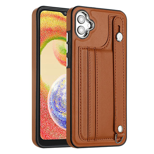 Soft Luxury Leather Snap On Case Cover YB4 for Samsung Galaxy M04 Brown