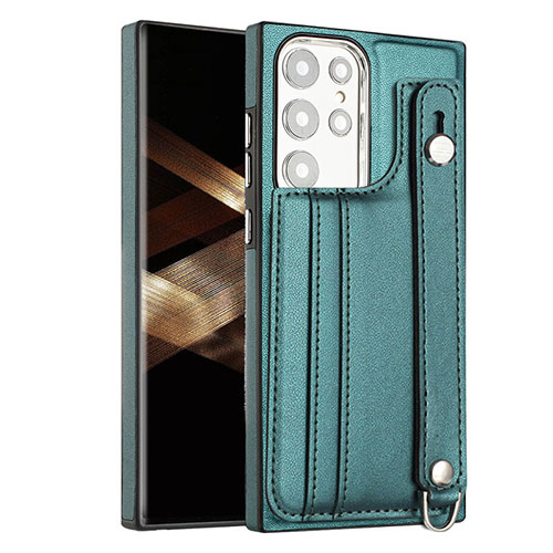 Soft Luxury Leather Snap On Case Cover YB4 for Samsung Galaxy S24 Ultra 5G Green