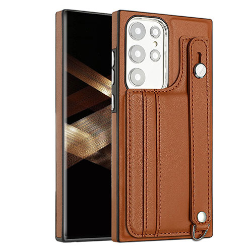 Soft Luxury Leather Snap On Case Cover YB4 for Samsung Galaxy S25 Ultra 5G Brown