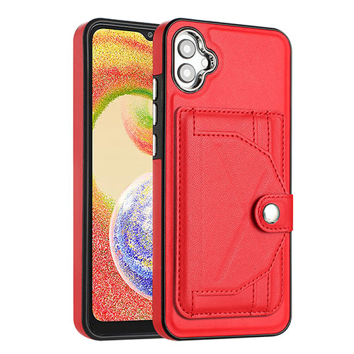 Soft Luxury Leather Snap On Case Cover YB5 for Samsung Galaxy A04 4G Red