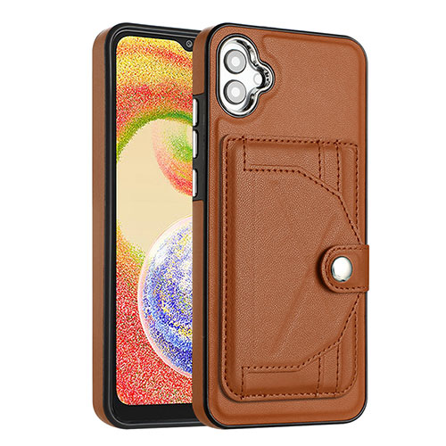 Soft Luxury Leather Snap On Case Cover YB5 for Samsung Galaxy M04 Brown