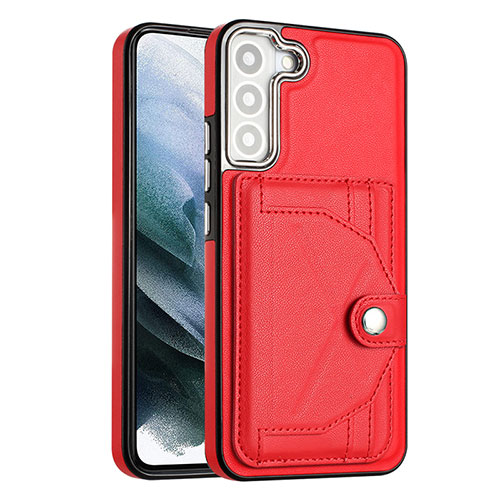 Soft Luxury Leather Snap On Case Cover YB5 for Samsung Galaxy S22 5G Red