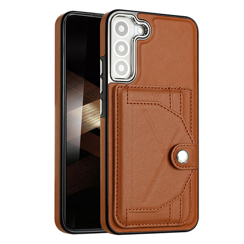 Soft Luxury Leather Snap On Case Cover YB5 for Samsung Galaxy S25 Plus 5G Brown