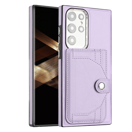 Soft Luxury Leather Snap On Case Cover YB5 for Samsung Galaxy S25 Ultra 5G Purple