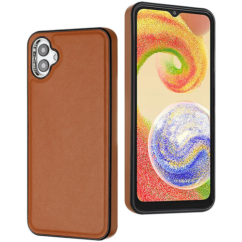 Soft Luxury Leather Snap On Case Cover YB6 for Samsung Galaxy A04 4G Brown