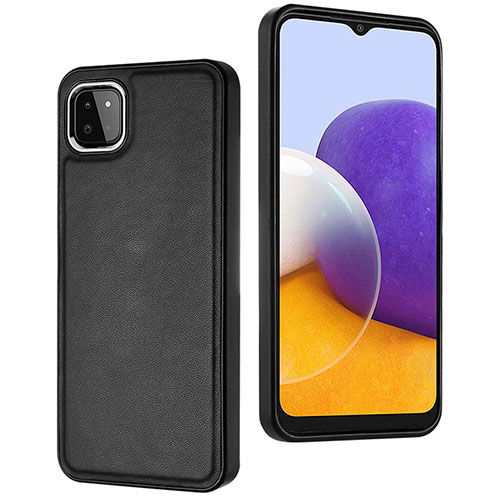 Soft Luxury Leather Snap On Case Cover YB6 for Samsung Galaxy A22 5G Black
