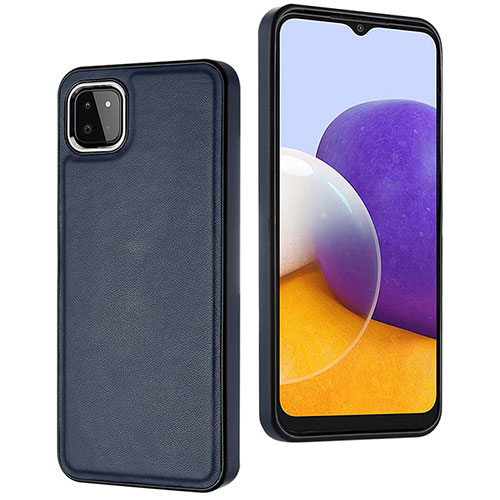 Soft Luxury Leather Snap On Case Cover YB6 for Samsung Galaxy A22 5G Blue