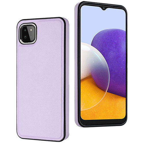 Soft Luxury Leather Snap On Case Cover YB6 for Samsung Galaxy A22 5G Purple