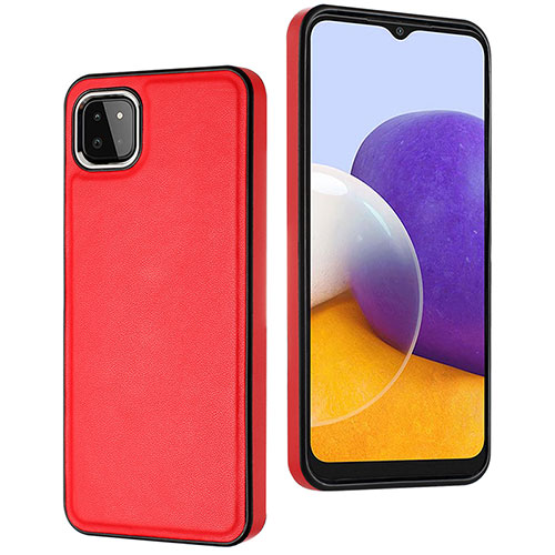 Soft Luxury Leather Snap On Case Cover YB6 for Samsung Galaxy A22 5G Red