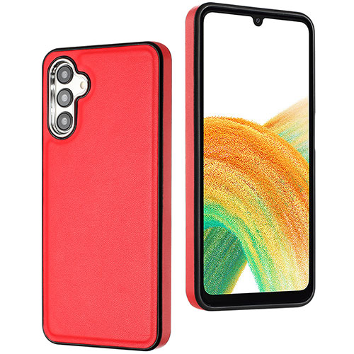 Soft Luxury Leather Snap On Case Cover YB6 for Samsung Galaxy A34 5G Red