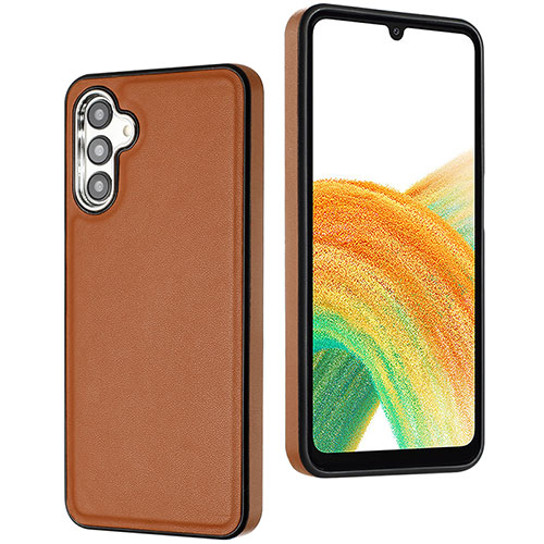 Soft Luxury Leather Snap On Case Cover YB6 for Samsung Galaxy A54 5G Brown