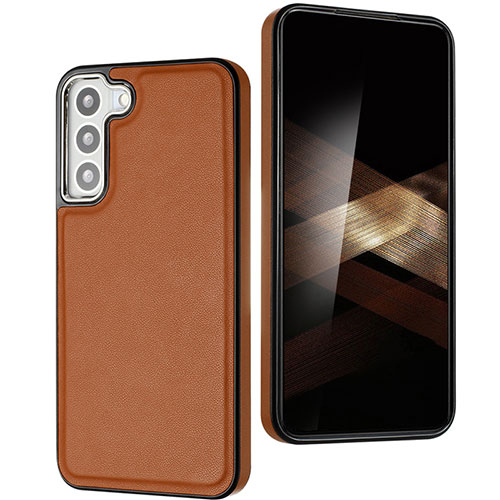 Soft Luxury Leather Snap On Case Cover YB6 for Samsung Galaxy S24 Plus 5G Brown