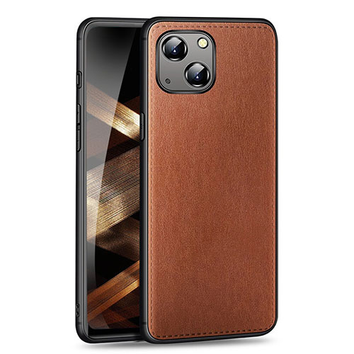 Soft Luxury Leather Snap On Case Cover ZS01 for Apple iPhone 15 Brown