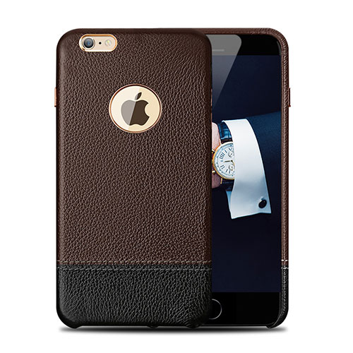 Soft Luxury Leather Snap On Case for Apple iPhone 6S Plus Brown