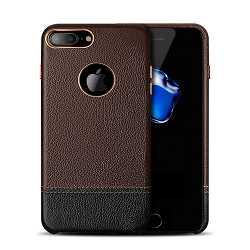 Soft Luxury Leather Snap On Case for Apple iPhone 7 Plus Brown